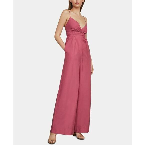 BCBG Maxazria Faux Wrap Wide Leg Jumpsuit - Pink - Picture 1 of 15